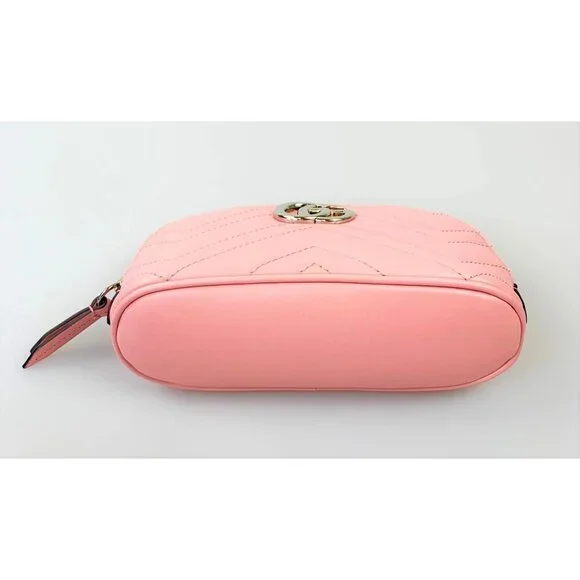 NWT Gucci GG Marmont Cosmetic Pouch in Pink Quilted Chevron Leather - Picture 5 of 11